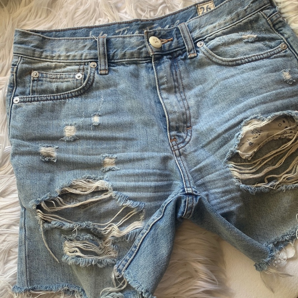 Caroline Cut Off Destroyed Denim Shorts